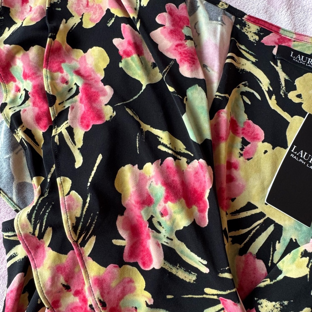 NWT Ralph Lauren Tropical Flutter Sleeve Ruffled Wrap Blouse - Picture 10 of 10